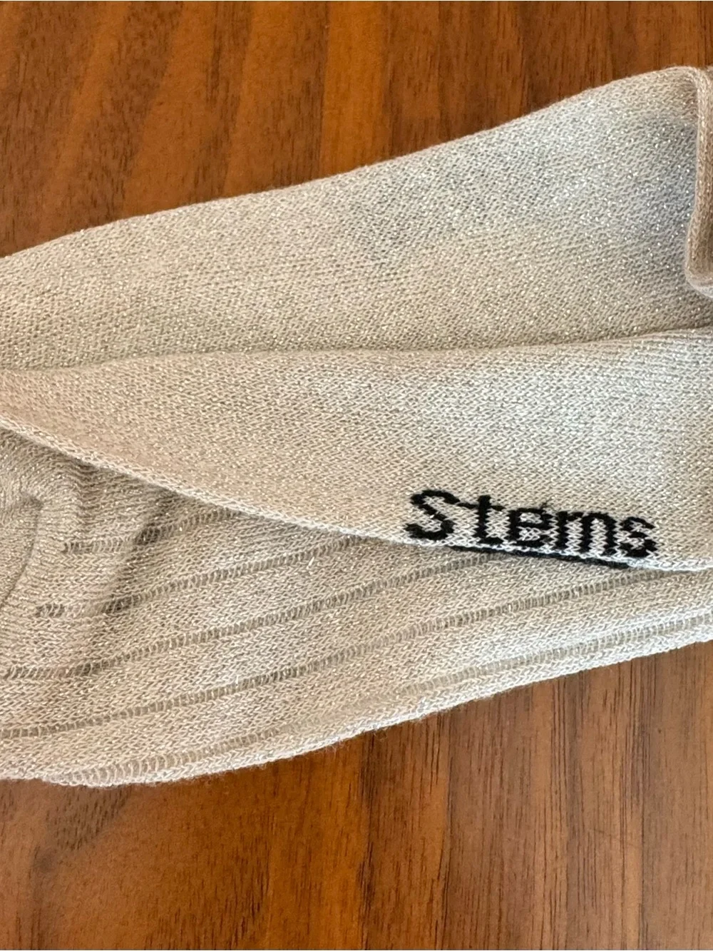 Stems Ribbed Knit Crew Sock in Beige, Subtle Glitter, NWOT - Picture 3 of 3